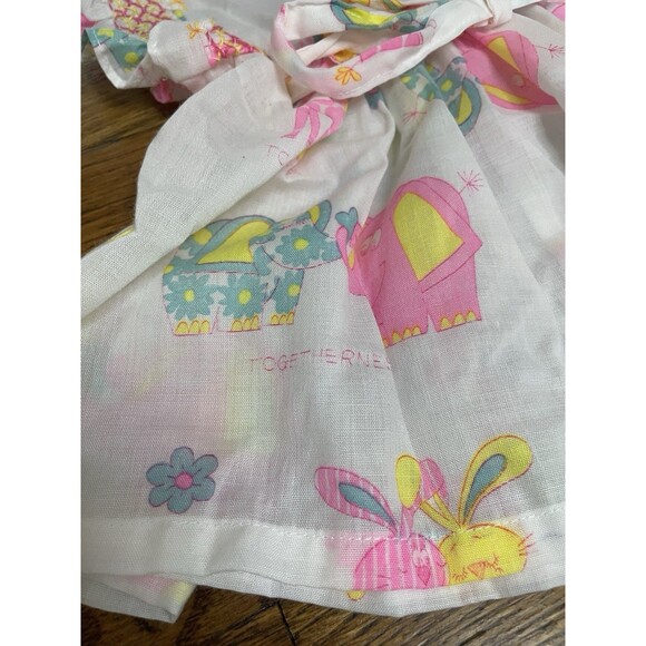 VTG 80s Her Majesty Elephant 2 Piece Pink Yellow Smocked Summer Ruffle Bloomers - Picture 10 of 14